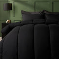 OHS Single Duvet 10.5 Tog Coverless, Soft Warm Microfibre Fabric Comfortable Coverless Duvet Camping Summer Winter Washable Quilt Single Bed Duvets with Pillowcase, Black