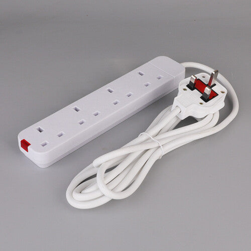 (Four) Electric Uk Plug Socket 3m Extension Lead Cable 13a Outlets Home Use Office