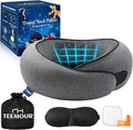 Memory Foam Travel Pillow, Support Neck Pillow for Travel,Includes Storage Bag, Eye Mask, Ear Plugs,Removable Cover, Adjustable Travel Pillow for Airplane,Train,Car & Business Trips(Large, Dark Grey)