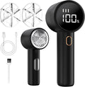 Fabric Shaver, Portable Rechargeable Electric Lint Remover, 3 Speeds Adjustable Debobbler, LED Display Bobble Remover for Clothes, Lint Shaver for Various Fabrics, Black