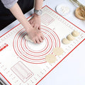 GWHOLE Non Stick Silicone Baking Mat with Measurement 40 x 60cm Large Dough Rolling Kneading Mat Non Slip Pastry Mat, Placemat, Countertop Protector for Pie/Bread/Pizza/Fondant (Pink)