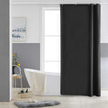 Furlinic Black Shower Curtain Anti Mould Resistant Waterproof Bathroom Curtains Washable Polyester Fabric 90x180cm with Weight Tape for Bath Wet Room 35x72 Inch.