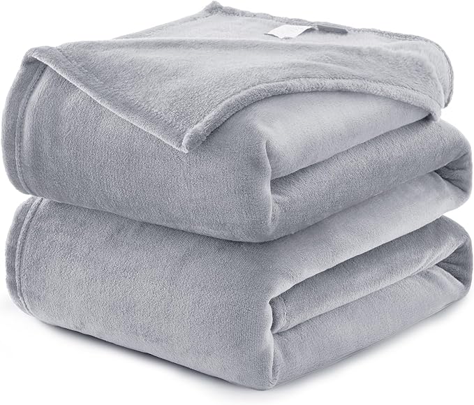 WAVVE Fleece Blanket Sofa Throw Light Grey 4ft x 5ft - Fluffy Soft Warm Versatile Blanket for Sofa/Couch/Bed Throw/Single Size,130x150 cm