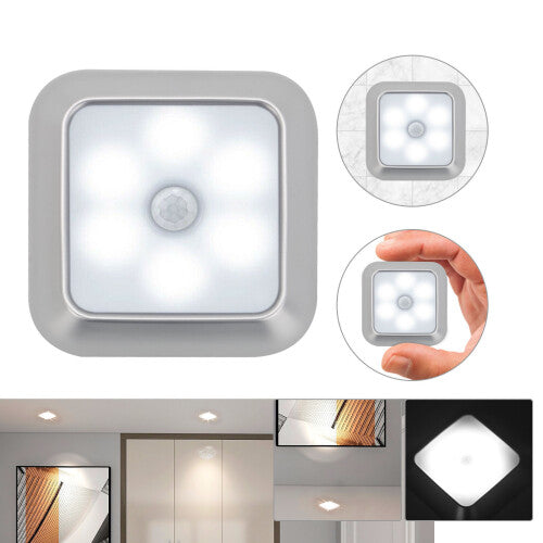 6 LED Motion Sensor Lights PIR Wireless Night Light Stair Lamp Battery