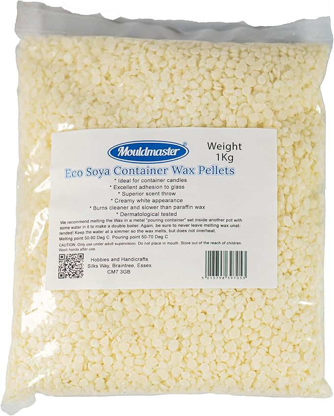 Mouldmaster Candle 1kg, Soy Unscented Container Wax pellets (Packing May Vary)[Energy Class A]