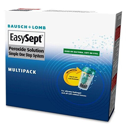 EasySept Hydrogen Peroxide Contact Lens Solution Multipack, 3 x 360ml, Simple One Step System for Disinfection of Soft Contact Lenses, Lens Case with
