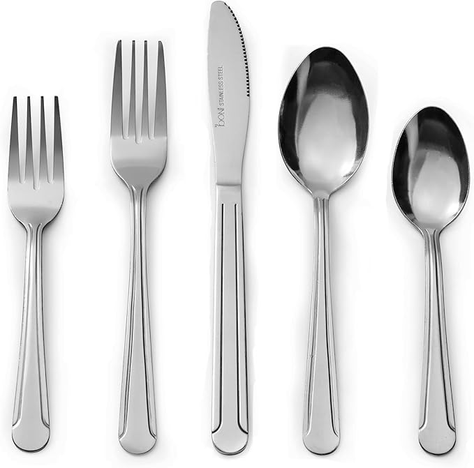 Bon Camisole 20-Piece Stainless Steel Flatware Silverware Cutlery Set, Include Knife/Fork/Spoon, Dishwasher Safe, Service for 4