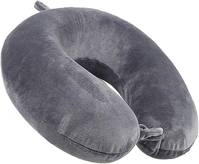 Travel Pillow Memory Foam Neck Pillow for Travel Support Pillow Luxury Compact Lightweight Quick Pack for Camping Sleeping Rest Cushion (Gray)