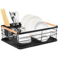 Kitchen Sink Dish Drainer Rack with Drip Tray and Plate Cutlery Holder