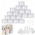 Flintronic Plastic Cosmetic Jar*24, Transparent & Visible Sample Container Jar, Transparent Screw Cap Bottle with Sticker & Small Spoon, Suitable for Cosmetic/cream/gel/paste/beads