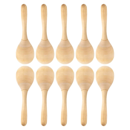 10Pcs Maracas Hand Percussion Rattles DIY Wood with Crisp Blow Sound for Music Party Favors