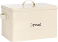 Harbour Housewares Vintage Bread Bin with Airtight Lid - Cream - Steel Industrial Breadbins Storage Caddy Bread Bins for Kitchen Loaves, Pastries, Rolls