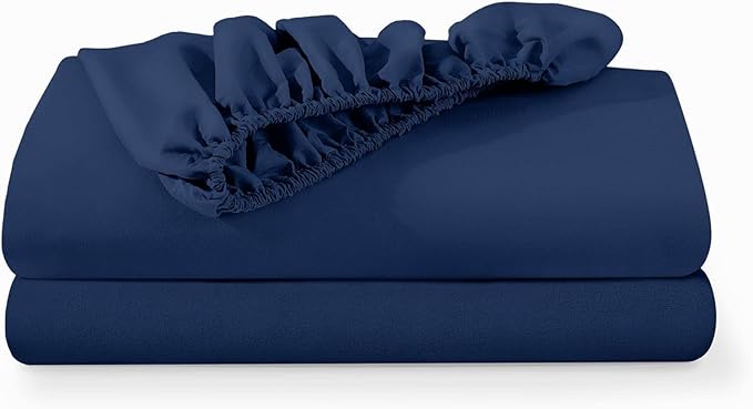 Single Fitted Sheets 2 Pack – Navy (91x190cm) up to 25cm Deep Bed Sheets