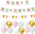 Happy Birthday Banner, Birthday Decorations for Girls and Women with 12 inch Balloons Banner Bunting Decorations Green Pink.