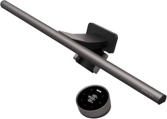 BenQ ScreenBar Halo 2 LED Monitor Light Bar, Wireless Controller, Adjustable Brightness & Colour Temperature, Eye-Care Light Bar, No Screen Glare, Space Saving, USB Powered