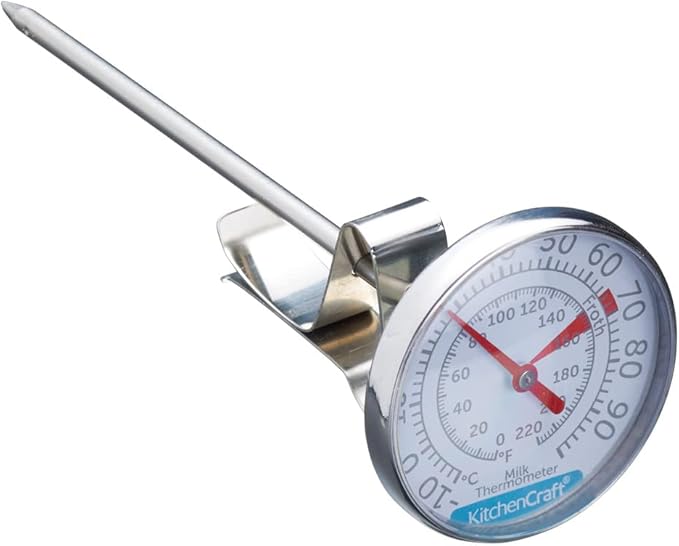 KitchenCraft Milk Thermometer, Stainless Steel Kitchen Gadget, Silver