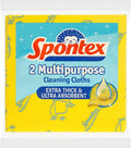 Spontex 2 Multipurpose Cleaning Cloths | 35 x 37 cm | Extra Thick & Ultra Absorbant