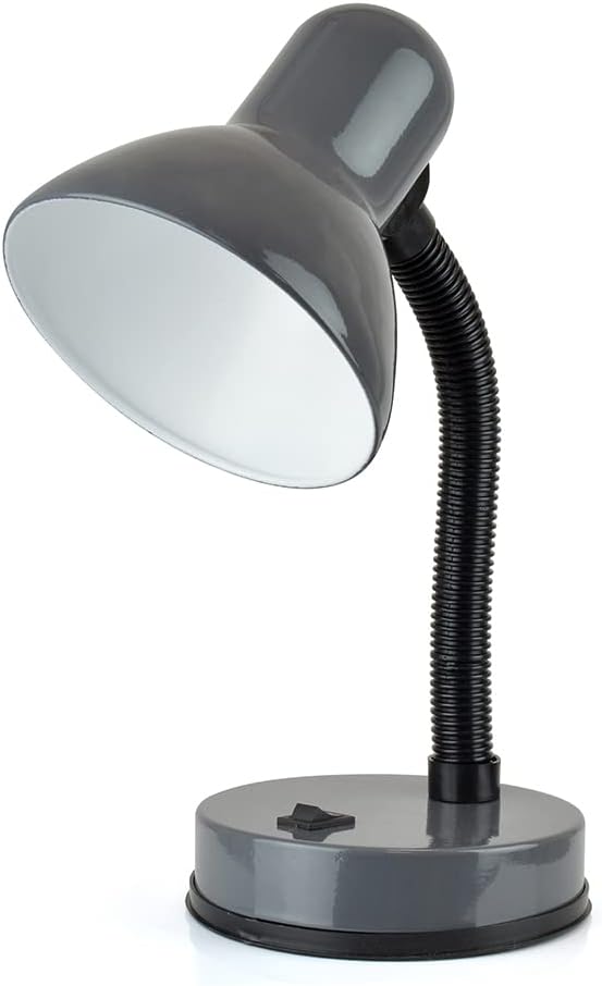 homelife for easy living 35w 'Classic' Flexi Desk Lamp with Versatile Flexible Neck - Integral On/Off Switch - Approx. 34cm Height - L958GR - Anthracite Grey