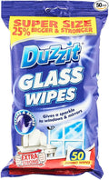 Duzzit Glass Wipes - Super Size (25% Bigger & Stronger) | Extra Strong Cleaning Wipes for Glass, Mirrors and More - Cleans and Shines (50 Jumbo Wipes)