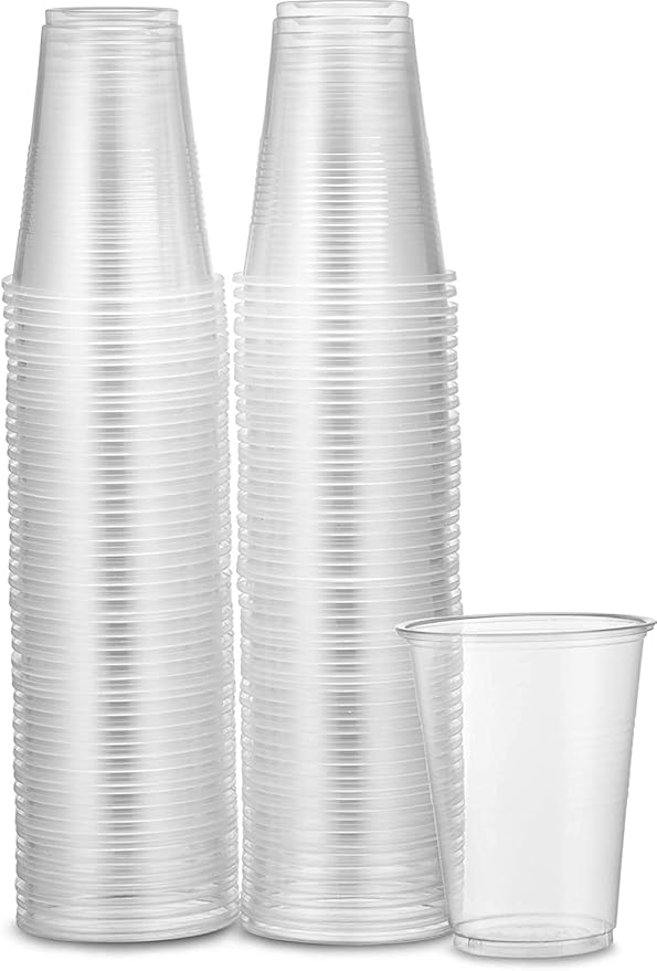 100x Plastic Disposable Drink Cups for Water Coolers Camping Travel Parties and Events (100 x 7 Ounce/180 Millilitre Cups) (100 Pack)