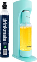 DrinkMate OmniFizz Sparkling Beverage Maker with 1L Bottle and 60L CO2 Cylinder, carbonates Any Cold Drink (Arctic Blue) (410-08-14Z)