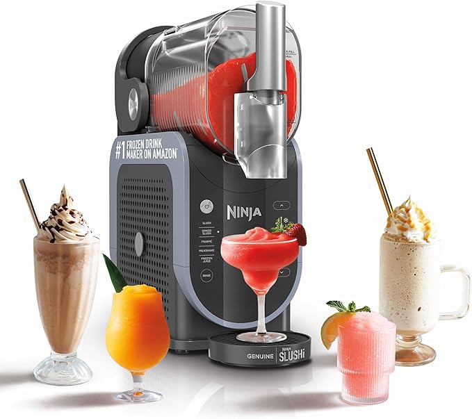 Ninja SLUSHi Frozen Drinks Maker, Create Slush, Frozen Cocktails, Frappé, Milkshakes & Frozen Juice, No Ice or Preperation Needed, WhisperChill Technology, 1.9l Capacity, Blue & Grey FS301UK