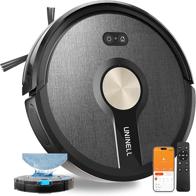 UR1 Robot Vacuum Cleaner with Mop,Robotic Vacuum with 5000Pa Super Suction,180min,Ultra-Slim Robot Vacuum with Auto Carpet Boost,APP/Remote/Voice Control,Ideal for Carpets/Hard Floors/Pet Hair
