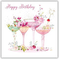 Nigel Quiney Open Female Birthday Greeting Card from the Pizazz Range - Floral Cocktails - Foil Finish - for Her