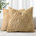 decorUhome Set of 2 Faux Fur Cushion Covers 45x45 cm, Decorative Soft Plush Fluffy Velvet Cushion Cover 18X18 Inch,Square Boho Neutral Pillow case for Sofa, Taupe