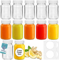 Glass Shot Bottles with Lids - 12 Pack 120ml Empty Mini Bottles for Ginger Shots with Cleaning Brush & Labels - Reusable, Clear, Airtight - Ideal for Juice, Oils, Sauces, Medicine