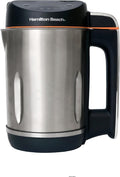 Hamilton Beach 3-in-1 Soup Maker, Smoothie Blender & Jam Maker, 1.6L, Easy Read Angled Digital Display, Auto-Stir & Overspill Sensor, Makes 4-6 Portions of Soup, Easy Clean, Black - HBSM003J