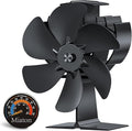 Log Burner Fan Silent Operation | 6-Blade Stove Fans for Wood Burner | Heat Powered Wood Burning Stove Fan with Log Burner Thermometer | Fireplace Accessories Tools