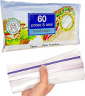 60 Press And Seal Food Bags, Re-sealable Sticky Tab Closure, Ultimate Strength. Ideal for Storing a Variety of Food Items, Keeps Food Fresh for Longer