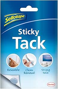 Sellotape 1792402 Sticky Tack for Home & Office, Reusable Adhesive, Stationery,Craft & Office Supplies,Poster Putty to hang Photos, Cards & More,1 x 45g,blue