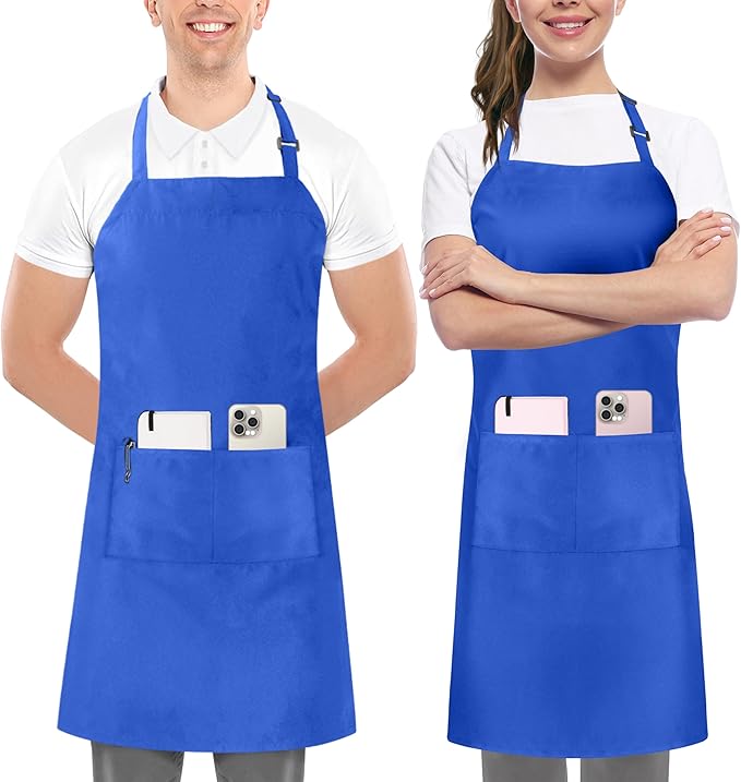 Utopia Kitchen Adjustable Bib Apron with 2 Pockets Waterdrop Resistant Chef Cooking Kitchen Aprons Women, Men with Long Ties
