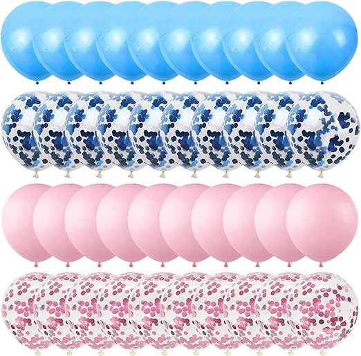 60pcs 12inches Balloons Pink Blue Gender Reveal Arch Pastel and White Party for Boy or Girl Baby Shower Birthday Decorations