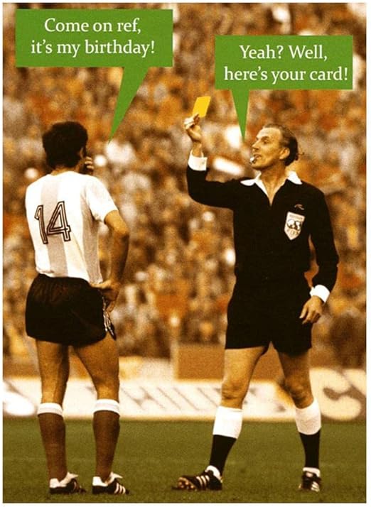Funny Football Birthday Card - Yellow Card, Perfect For Him