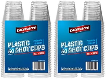 100 Plastic Shot Glasses - Multi Use Crystal Clear Hard Plastic Sampling Cups - 30ml - 1 oz