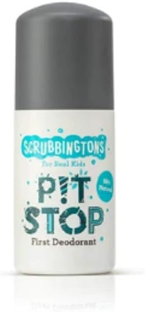 Scrubbingtons Pit Stop Childrens Natural First Deodorant, for Boys and Girls, Aluminium and Alcohol Free, Suitable for Sensitive Skin (1 x 50ml, Original)