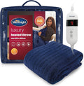 Silentnight Comfort Control Heated Throw Blanket - Luxury Fleece Electric Heated Overblanket for Sofa Bed with 9 Heat Settings, Fast Heat-up and Safety Shut Off - Machine Washable - 120x160cm - Navy