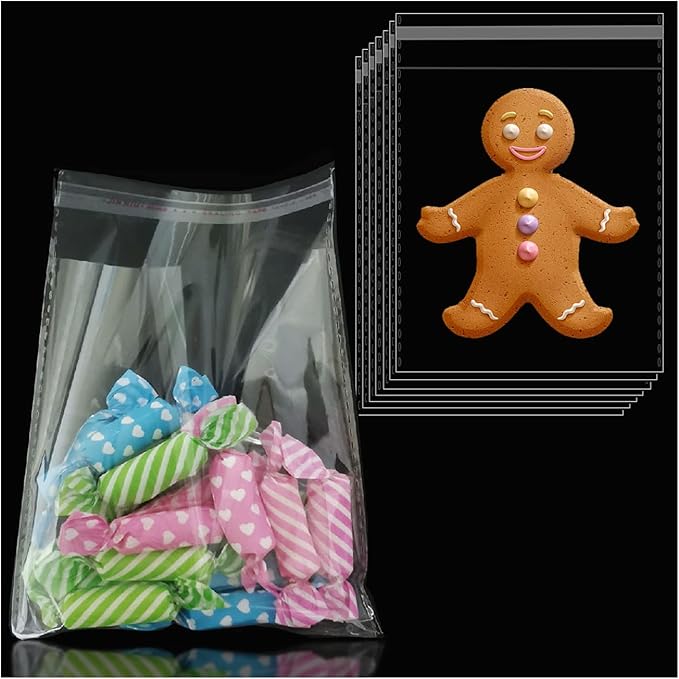 Cellophane Bags Small for Sweet, 3.8x4.6 inch 100pcs Self Seal Clear Plastic Bags for Cookie Soap Chocolates Jewellery, Multi Purpose OPP for DIY Handmade etc