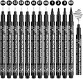 Black Fineliner Pens Set 12 Pack Fineliners Technical Drawing Pens, Micro Liner Art Pens for Artist, Brush Pens for Art Sketching, Technical Drawing, Illustration, Comic