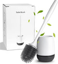 Silicone Toilet Brush and Holder,Bathroom Toilet Brush Holder Set,Silicone Toilet Cleaning Brush Kit with Soft Bristle Brush (Flooring Upgrade)