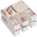 SONGMICS Drawer Organisers, Dresser Dividers, Set of 12, Foldable Fabric Storage Boxes for Socks, Underwear, Bras, Ties, Scarves, Cloud White RDZ006W02