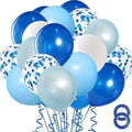 Blue Balloons Pack of 50 Pcs 12 Inches Party Balloon, Pearl, Pastel, White and Blue Confetti Balloons for Birthday, Wedding, Graduation, Bridal and Baby Shower Decorations