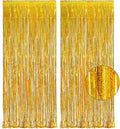 Gold Fringe Curtain Tinsel Backdrop - GREATRIL Foil Fringe Curtain Party Decor Streamers for New Years Eve 2026 Birthday Christmas Engagement Graduation 2026 Hawaiian Party Decorations Pack of 2