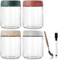 Overnight Oats Jar,Glass Containers With Lids,Mason jars with lids,500ml Glass Jars With Lids-Set Of 4,Overnight Oats Containers,For Yogurt Pot Cereals Milk Fruit Condiment Dressing Sauce Snacks Juice