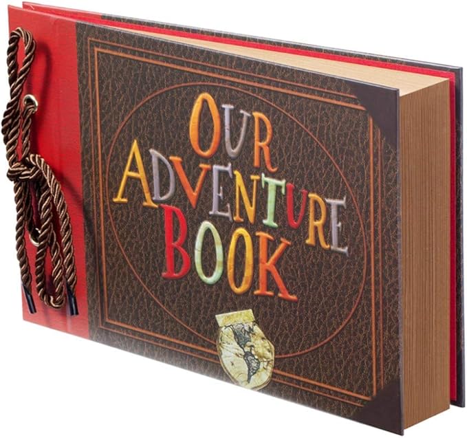 Scrapbook Photo Album, Our Adventure Book Scrapbook, Embossed Words Hard Cover Movie Up Travel Journal Scrap Book, Scrapbooking Gift for Couple, Anniversary, Wedding, Travelling, Baby Shower, etc