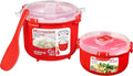 Sistema Microwave Rice Cooker & Round Microwave Food Container Set | 2.6L915ml | Food Containers with Steam-Release Vents | BPA-Free | 2 Count
