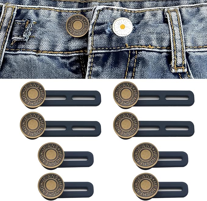 8 Pcs Button Extender for Trousers, Adjustable Waistband Extender, Trouser Extenders for Men & Woman, Waistband Extender Elastic Collar Extenders for Trousers for Jeans, Skirts | Durable & Reusable